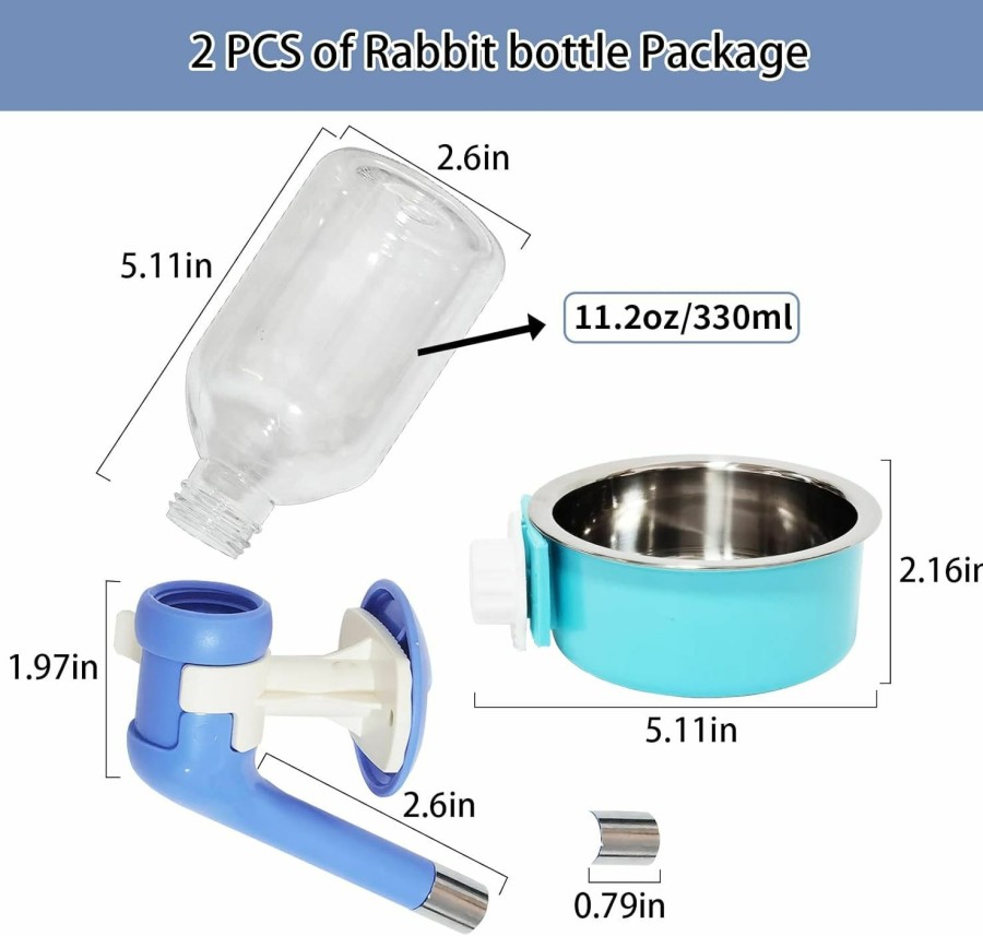 Small Animal PINVNBY | Pinvnby Rabbit Dog Water Bottle No Drip Hanging Chinchilla Water Dispenser Plastic Leak-Proof Bunny Waterer Suspended Small Pet Water Feeder For Ferret Hedgehog Squirrel Kitty Puppy(Blue)