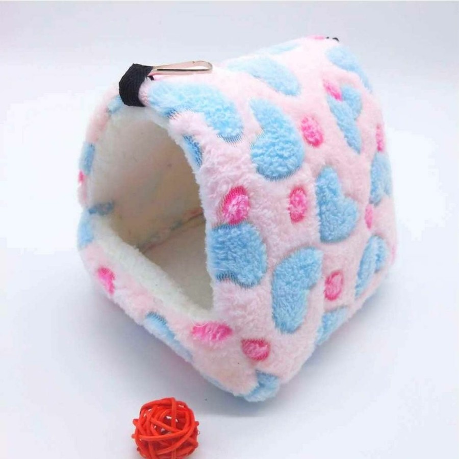 Small Animal SEIS | Seis Hamster Love Pattern Hammock Chinchillas Warmth Supplies Small Pets Cotton Nest Rat Nest Mat For Squirrel Hedgehog Guinea Totoro Pig Bed House Cage Nest Hamster Accessories (Blue, L)