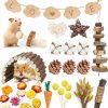 Small Animal MOMOONNON | Momoonnon Hamster Chew Toys Set Wooden Hamster Toys Natural Flower Decoration Accessories For Cage Teeth Small Animal Toys Sticks For Chinchillas Guinea Pigs Hamster Pet Mice (Style 02)