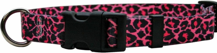 Small Animal Yellow Dog Design | Yellow Dog Design Leopard Pink Dog Collar Fits Neck 14 To 20\"/4\" Wide, Medium 3/4\" Wide