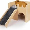 Small Animal NQEUEPN | Nqeuepn Wooden Guinea Pig Castle Hideout, Guinea Pig Bed With Burrow Stairs, Small Animal House Hut Habitats For Guinea Pigs Hamster Bunny Chinchilla Guinea Pig Playing Hiding Sleeping