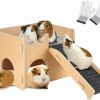 Small Animal ZibugZag | Guinea Pig Wooden Castle,Guinea Pig Hideout House With Stairs And Mat, Guinea Pig Bunny Toys For Cage, Small Animal House Hub Bed For Chinchilla Ferrets Hamster Hedgehog Rabbit