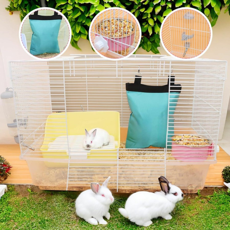 Small Animal ZALALOVA | Rabbit Litter Box Trainer With Hay Feeder Hanging Bowls Water Dispenser For Cage Drawer Pan Litter Bedding Small Animal Pet Toilet Bunny Guinea Pigs Chinchilla Ferret Small Animals Blue