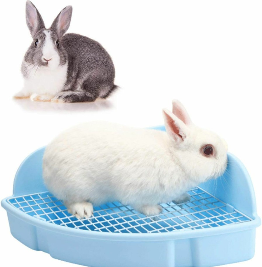 Small Animal kathson | Kathson Large Rabbit Litter Box, Pet Toilet Small Animal Litter Cage Potty Trainer Corner Box Bigger Pets Pan Fanshaped For Adult Guinea Pigs/Chinchilla/Ferret/Galesaur/Bunny (Blue)