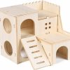 Small Animal Fejapa | Fejapa Large Hamster Wood House Fun Slide House Guinea Pig Toys Hamsters Hide Out Climbing Ladder Wooden Funny Play Toy Chew Two Layers Hut For Small Animals Rat Mouse Hideouts Dwarf Gerbil Syrian Pet