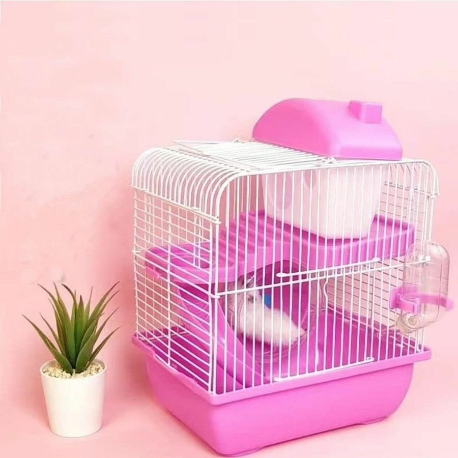 Small Animal Zhang Ku | Zhang Ku 2-Tier Portable Travel Cage For Small Animals, Dwarf Hamster Travel Carrier With Carry Handle Exercise Wheel Water Bottle And Food Dish, 6.7 X 11.8 X 9.1 Inch (Blue) (Sss441)