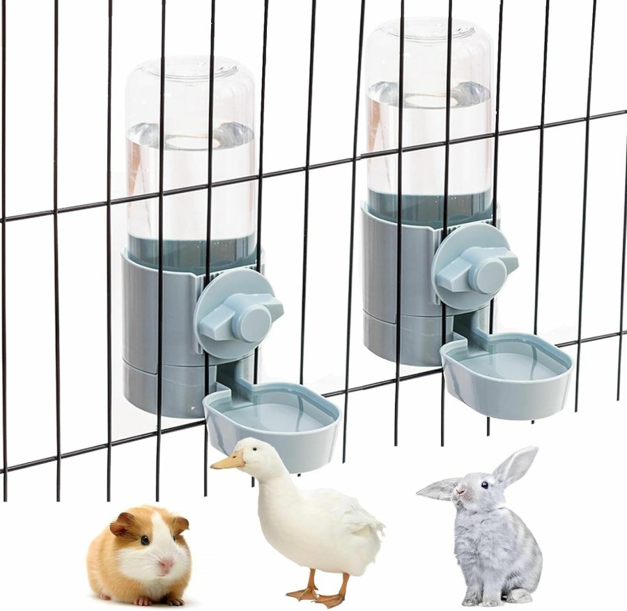 Small Animal kathson | Rabbit Water Bottle 17 Oz Bunny Hanging Water Fountain Automatic Guinea Pig Water Dispenser No Leak Drinking Feeder For Bunny Chinchilla Hamsters Cat Dog Small Animals(Grey)