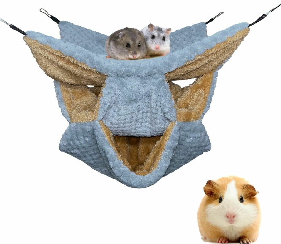 Small Animal ISMARTEN | Ismarten Small Animals Pet Hammock For Cages, Triple-Layer Hanging Bed Cage Accessories Bedding Hideout Sleeping For Chinchilla Parrot Sugar Glider Rat Hamster