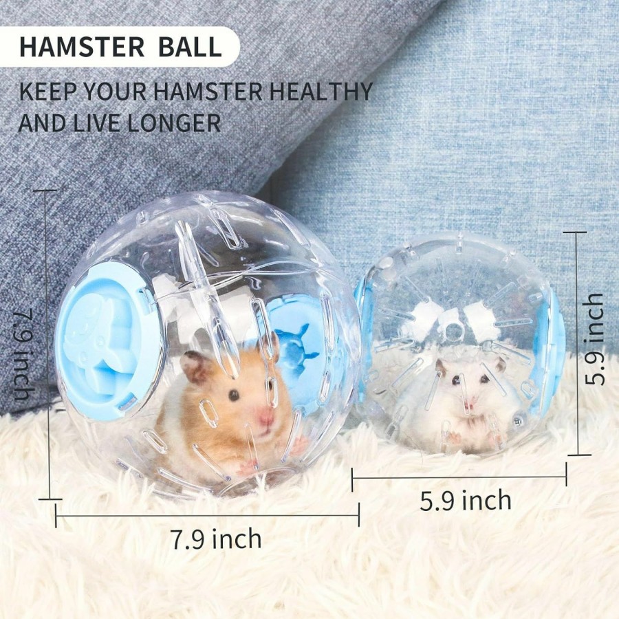 Small Animal JOUSONTY | Jousonty 7.9 Inch Hamster Running Ball With Rope, Pet Small Animals Exercise Running Toys, Large, Blue