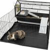 Small Animal Midlee | Midlee Small Animal Guinea Pig House And Habitat Canvas Bottom Water Bottle Feeder With Playpen