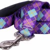 Small Animal Yellow Dog Design | Yellow Dog Design Argyle Purple Ez-Grip Dog Leash With Comfort Handle, Small/Medium