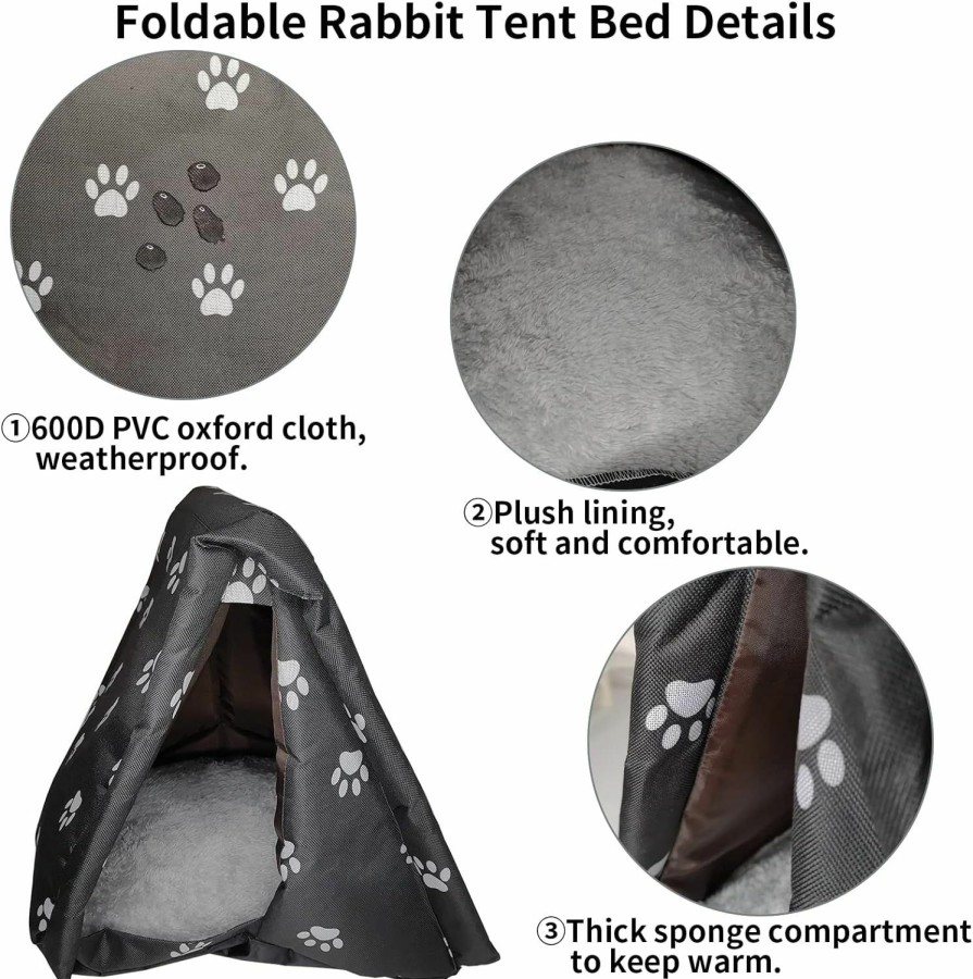 Small Animal Fhiny | Fhiny Foldable Rabbit Tent Bed, Weatherproof Bunny Warm House Guinea Pig Hideout Cage Accessories For Bunny Guinea Pigs Chinchilla Ferrets Rats Kitten Or Other Small Animals