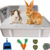 Small Animal kathson | Kathson Rabbit Litter Box,Bunny Potty Training,Plastic Square Small Animal Toilet,For Hamster Chinchilla Ferret Hedgehog Gerbil(White)