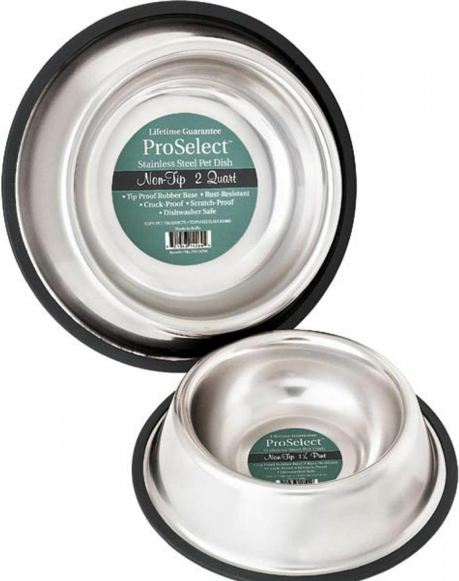 Small Animal Pro Select | Pro Select Stainless Steel X-Super Heavyweight Non-Tip Pet Bowl, 5-1/2-Inch, 1-Pint