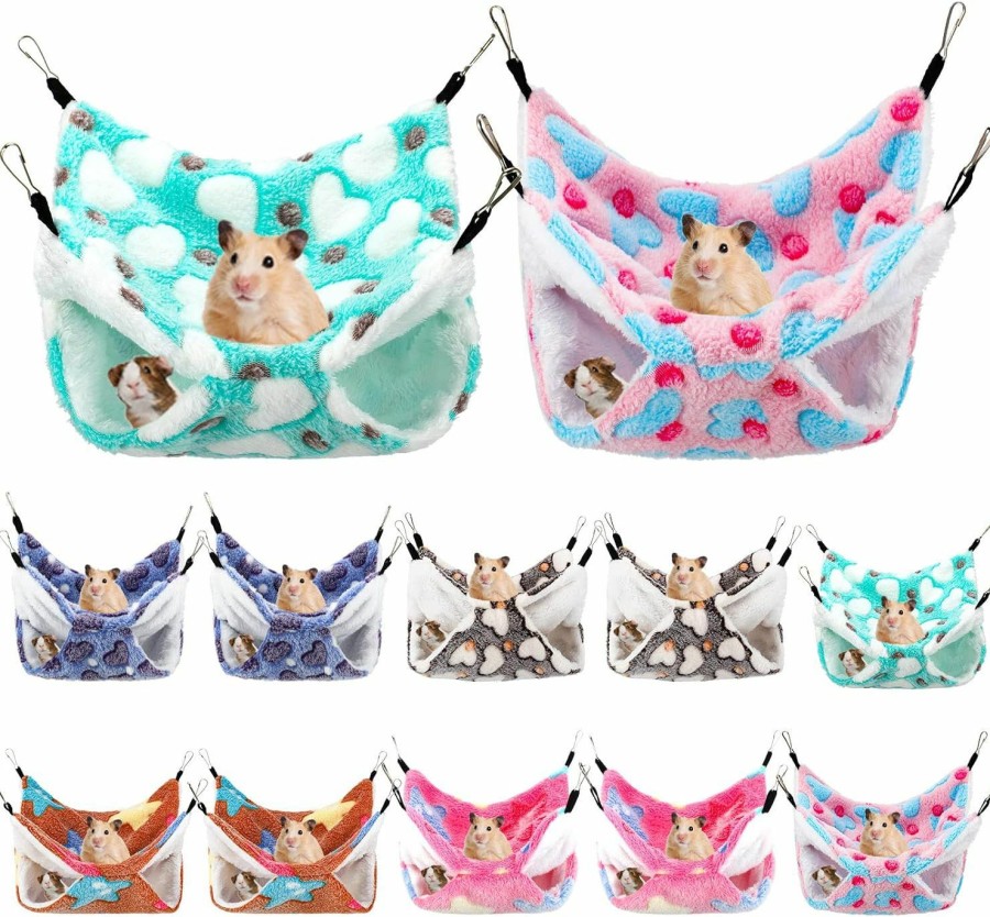 Small Animal Sadnyy | Sadnyy 12 Pieces Guinea Pig Rat Hammock For Cage Small Animal Hammock Ferret Hammock Double Layer Hanging Hammock Soft Hanging Guinea Pig Bunk Bed For Chinchilla Rat Sugar Glider Squirrel Reptiles