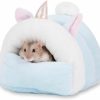 Small Animal JOUSONTY | Jousonty Hamster Hideout, Hamster Bed, Hamster House, Hamster Hides For Cage, Terrarium, Habitat Decor, Small, Blue, 5.12 5.12 4.33 Inch