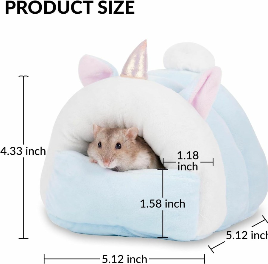 Small Animal JOUSONTY | Jousonty Hamster Hideout, Hamster Bed, Hamster House, Hamster Hides For Cage, Terrarium, Habitat Decor, Small, Blue, 5.12 5.12 4.33 Inch