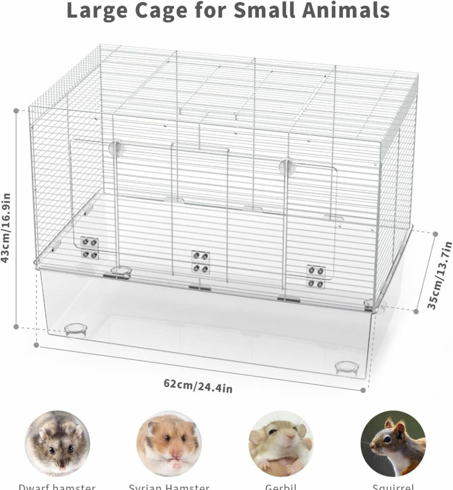 Small Animal BUCATSTATE | Bucatstate Hamster Cage With Accessories, Includes Free Exercise Wheel, Water Bottle, Food Bowl & Hamster Hideout House For Dwarf Syrian Hamster, Degus (24.4L*13.7W*16.9H-Inches-Upgrade Version)