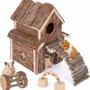 Small Animal Elipark | Small Animal Activity Toy Hamster Houses Hideouts Wooden Rat Playground Platform With Ladders Bridge For Chinchilla, Guinea Pigs, Gerbil, Parrots, Dwarf Mice,And Other Small Animals