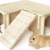 Small Animal Chngeary | Chngeary Guinea Pig Hideout And House: Multi Chamber Wooden Guinea Pig Castle With Ladder, Cage Accessories For Chinchilla Dwarf Rabbits Hamster Bunny And Others