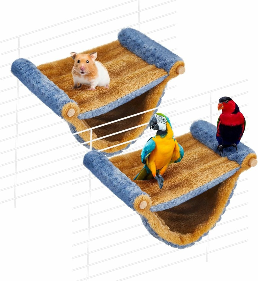 Small Animal Ribbonlic | Ribbonlic 2 Pcs Winter Warm Rat Hammock Double Layer Pet Ferret Hammock Hanging Soft Plush Guinea Pig Bunk Bed For Cage Sleep Chinchilla Squirrel Hamster Mice Birds Small Animals Hideaway Hideout