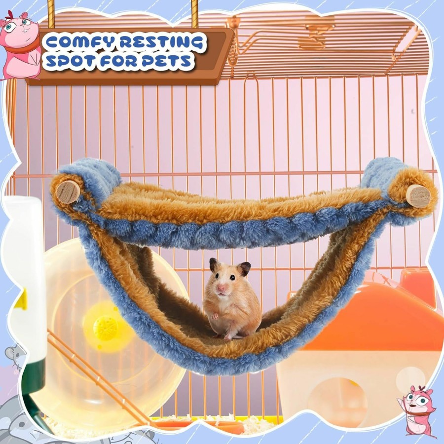 Small Animal Ribbonlic | Ribbonlic 2 Pcs Winter Warm Rat Hammock Double Layer Pet Ferret Hammock Hanging Soft Plush Guinea Pig Bunk Bed For Cage Sleep Chinchilla Squirrel Hamster Mice Birds Small Animals Hideaway Hideout