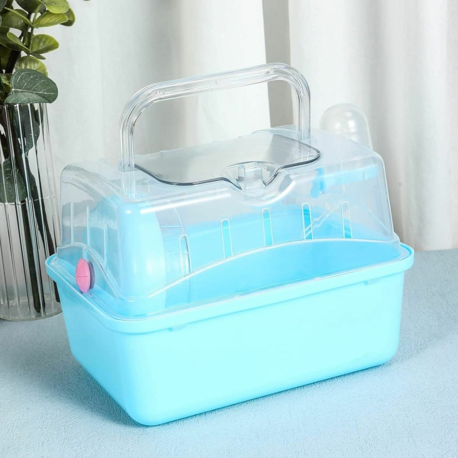 Small Animal Misyue | Misyue Portable Carrier Hamster Carry Case Cage With Water Bottle Travel&Outdoor For Hamster Small Animals (Blue)