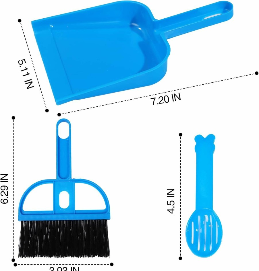 Small Animal JULAR | 3 Pack Mini Hand Broom And Dustpan Sand Scooper Set Cage Cleaner, Cleaning Tool Set For Animal Waste For Guinea Pigs, Cats, Hedgehogs, Hamsters, Chinchillas, Rabbits, Reptiles And Other Small Animals