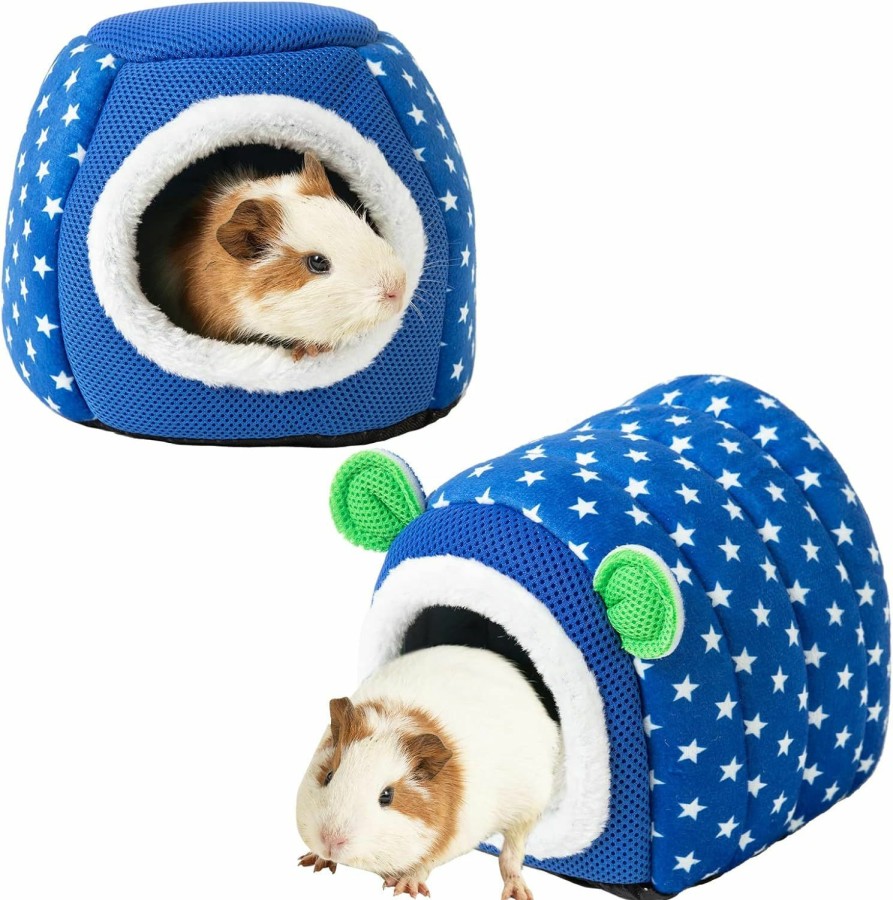 Small Animal Vehomy | Vehomy 2Pcs Guinea Pig Beds Guinea Pig Cozy Bed With Mat Small Animal Cave Bed Hideout Small Pet Cage Accessories House For Guinea Pig, Chinchilla, Hedgehog, Bearded Dragon, Ferret