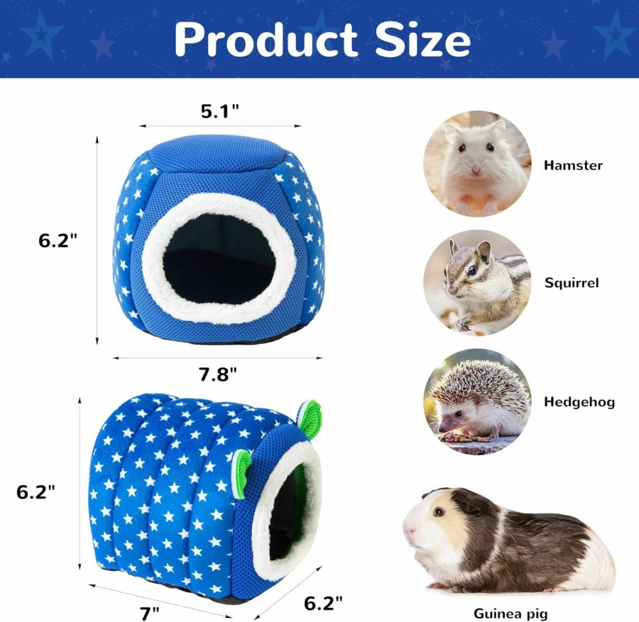 Small Animal Vehomy | Vehomy 2Pcs Guinea Pig Beds Guinea Pig Cozy Bed With Mat Small Animal Cave Bed Hideout Small Pet Cage Accessories House For Guinea Pig, Chinchilla, Hedgehog, Bearded Dragon, Ferret