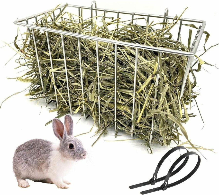 Small Animal RMNHPTK | Rmnhptk Rabbit Hay Feeder, Stainless Steel Rabbit Hay Rack For Cage Pet Hay Dispenser Holder Heavy-Duty Metal Super Durable Grass Rack For Adult Rabbit Guinea Pig Chinchilla Bunny 9.8X5.1X5.9 Inch