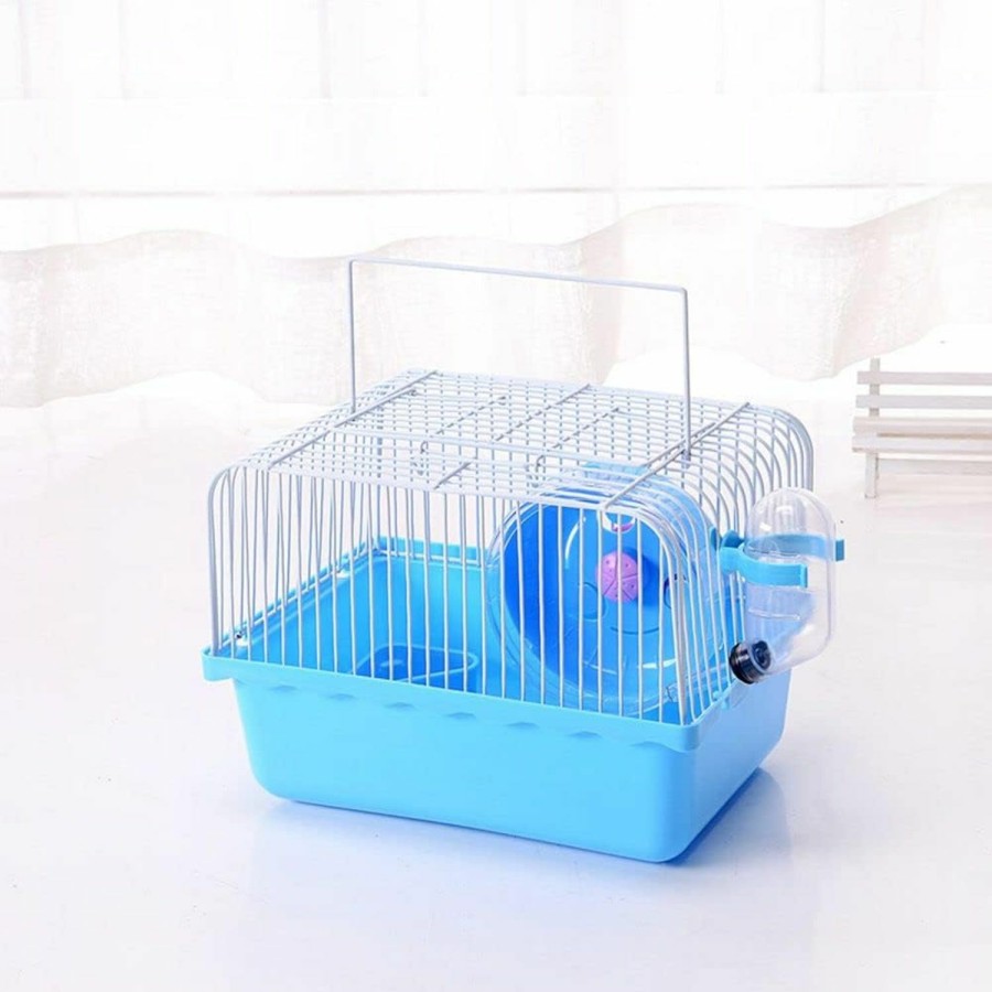 Small Animal HomeSoGood | Homesogood Portable Hamster Cage,Small Animal Cage Long Distance Transport Water Bottle Portable Hamster(Blue)