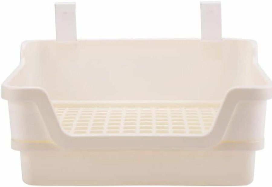 Small Animal Misyue | Large Rabbit Litter Box Cage Plastic Grid & Dump Tray - Pet Waste Station For Bunny Supplies For Adult Guinea Pigs, Chinchilla, Ferret, Galesaur, Small Animals (Beige)