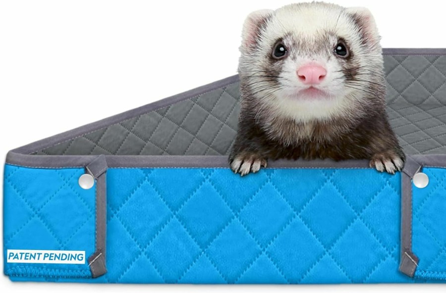 Small Animal Paw Inspired | Paw Inspired Critter Box Washable Cage Liner, Reversible Fleece Bedding With Raised Sides For Guinea Pigs And Other Small Animals (Midwest, Gray/Pink)