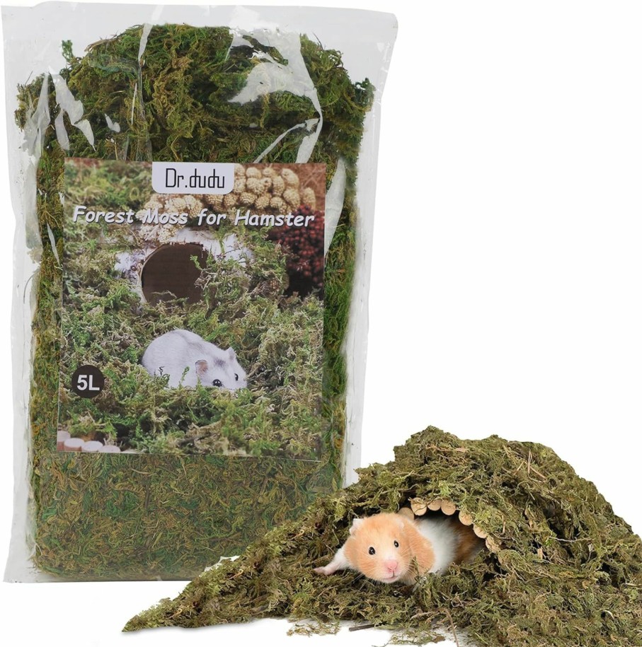 Small Animal DR.DUDU | Dr.Dudu 5L Forest Moss For Hamster Bedding Nesting, Syrian Gerbils Hamster Cages Accessories, Perfect For Small Animals Terrarium Moss