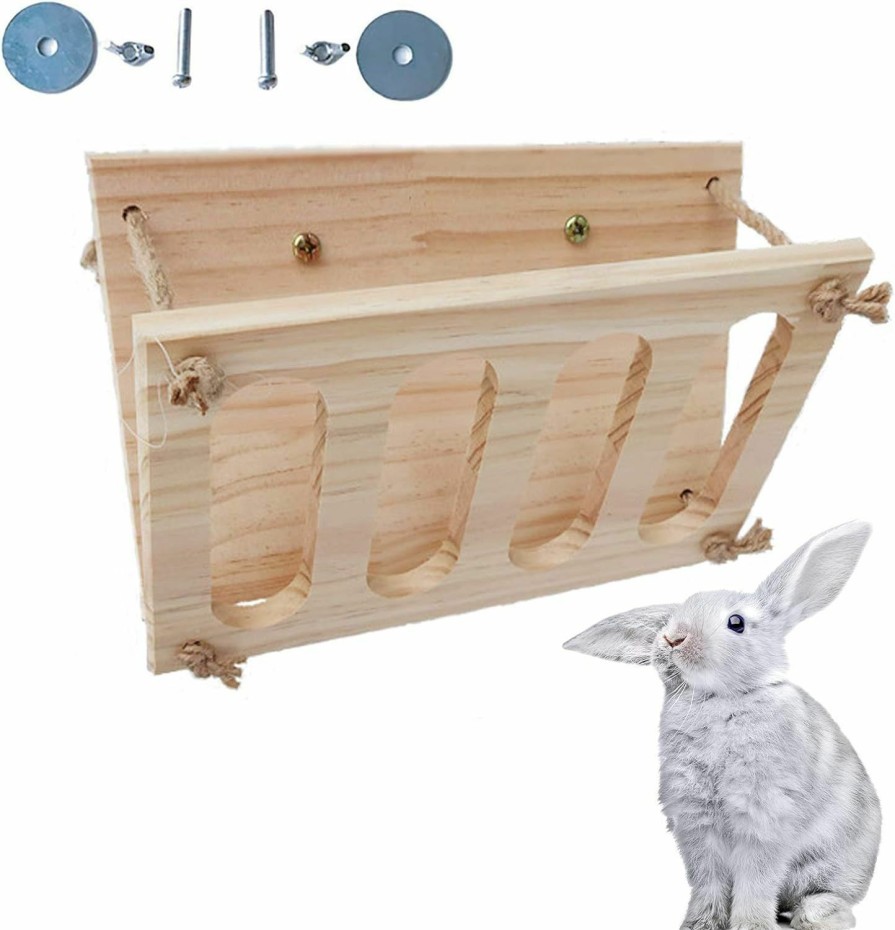 Small Animal Tfwadmx | Tfwadmx Bunny Hay Feeder Rabbit Food Dispenser Wooden Hay Manger Rack Holder Minimizing Waste For Guinea Pig Chinchilla Hamster