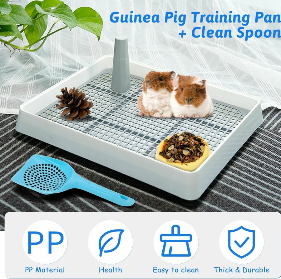 Small Animal Tfwadmx | Tfwadmx Guinea Pig Litter Pan With Grid Large Rabbit Litter Box Small Animal Potty Trainer Bunny Corner Tray Toilet With Scoop For Chinchilla Guinea Pigs Ferret Hedgehog