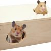 Small Animal CUTENNIOU | Cutenniou Hamster Hideout Birch Chamber Hamster House Platform Removable Wooden Cover Hamster Nest Small Animal Habitat Decor For Syrian Hamster Mice Gerbils Lemmings Mouse 2-Room Large Rectangle