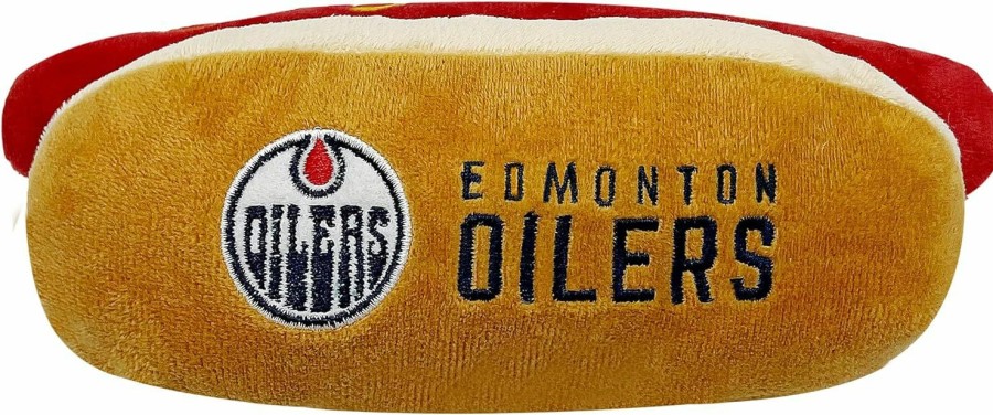 Small Animal Pets First | Pets First Nhl Edmonton Oilers Hot Dog Plush Dog & Cat Squeak Toy - Cutest Hot-Dog Snack Plush Toy For Dogs & Cats With Inner Squeaker & Beautiful Hockey Team Name/Logo 8 X 5 X 3 Inches