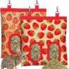 Small Animal SKYJORMY | Rabbit Hay Feeder,Bunny Hay Bag For Rabbits,Rabbit Feeder Fabric Bag Feeder Storage Bag,2 Holes 600D Oxford Cloth Fabric Hanging Hay Feeder Bag For Small Animal,Hay Guinea Pig(Strawberry)