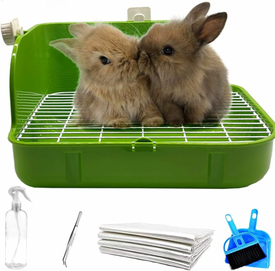 Small Animal Hamiledyi | Hamiledyi Rabbit Corner Litter Box Bunny Toilet Pan 5 Pack Pet Cage Potty Trainer Kit Litter Bedding Box With Grate For Guinea Pigs, Chinchilla, Ferret, Galesaur, Hedgehog