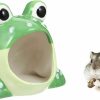 Small Animal HALONTIN | Hamster Hideout, Ceramic Hamster House, Frog Shape Chinchilla Cooling Gerbil House, Small Animal Decoration Cage Accessories