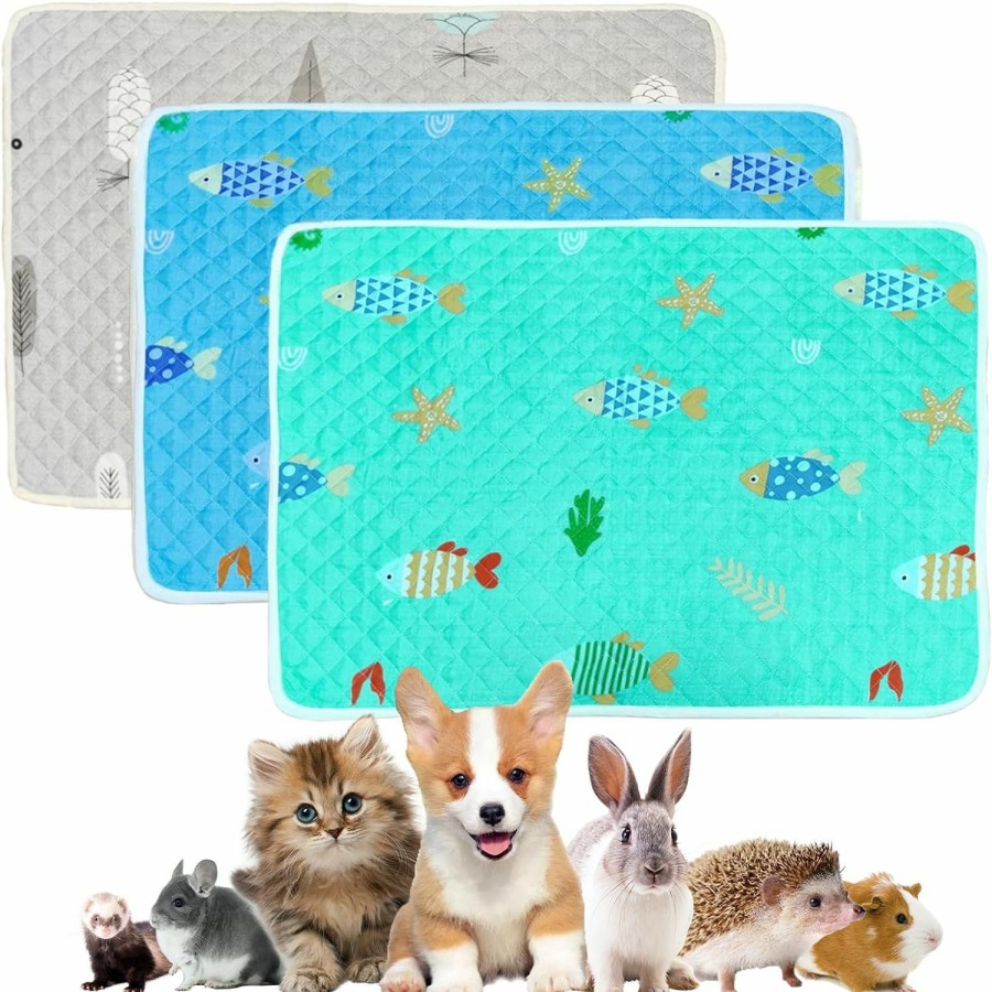 Small Animal BNOSDM | Bnosdm 3 Packs Guinea Pig Fleece Cage Liners Anti-Slip Reusable Bunny Mats For Cage 33.4X25.5 Rabbit Cage Liner Washable Absorbent Chinchilla Cage Mats For Small Animals Rabbits Hedgehog