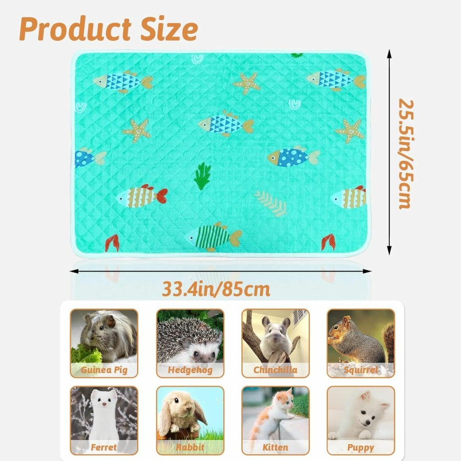 Small Animal BNOSDM | Bnosdm 3 Packs Guinea Pig Fleece Cage Liners Anti-Slip Reusable Bunny Mats For Cage 33.4X25.5 Rabbit Cage Liner Washable Absorbent Chinchilla Cage Mats For Small Animals Rabbits Hedgehog