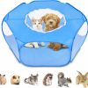 Small Animal AK KYC | Ak Kyc Small Animal Playpen, Foldable &Portable Exercise Fence Pet Tent With Cover For Hamster, Chinchillas, Hedgehogs,Guinea Pig, Rabbits, Kitten, Puppy(Blue)