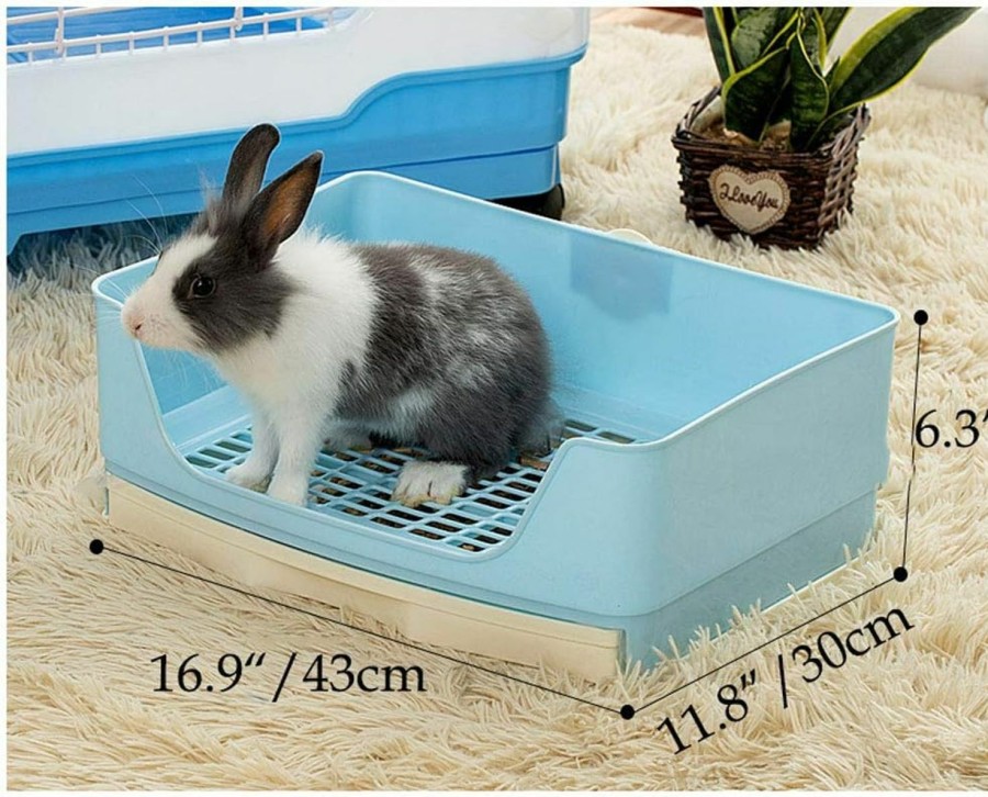 Small Animal RUBYHOME | Rubyhome Oversize Rabbit Litter Box With Drawer, Corner Toilet Box With Grate Potty Trainer, Bigger Pet Pan For Adult Guinea Pigs, Chinchilla, Ferret, Galesaur, Small Animals, 16.9 Inch Long (White)