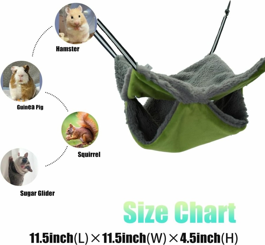 Small Animal neolun | Neolun Rat Ferret Cage Hammock Bedding Small Pet Cage Accessories Toy Double-Layer Hammock Bedding For Hamster Guinea Pig Rat Ferret Chinchilla Playing Sleeping(Light Green)