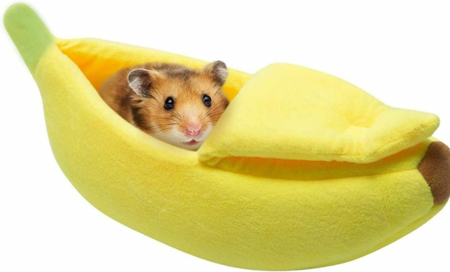 Small Animal Hollypet | Hollypet Warm Small Pet Animals Bed Dutch Pig Hamster Cotton Nest Hedgehog Rat Chinchilla Guinea Habitat Mini House, Yellow Banana