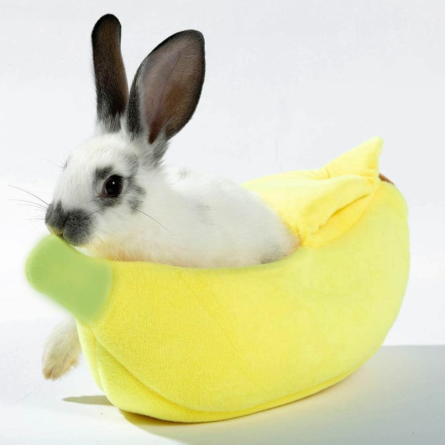 Small Animal Hollypet | Hollypet Warm Small Pet Animals Bed Dutch Pig Hamster Cotton Nest Hedgehog Rat Chinchilla Guinea Habitat Mini House, Yellow Banana