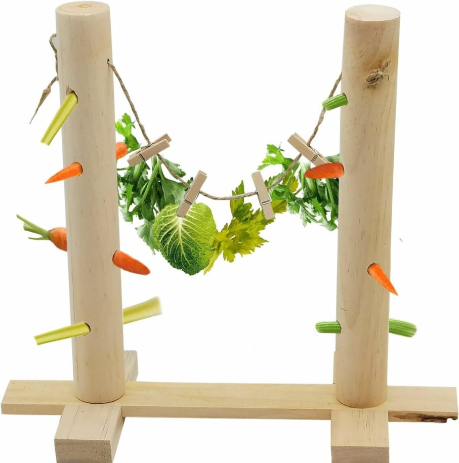 Small Animal Hamiledyi | Hamiledyi Rabbit Feeding Rack, Bunny Wooden Hay Holder, Guinea Pig Standing Feeder,Vegetable Fruit Snacks Less Waste For Rabbit Chinchilla Guinea Pig